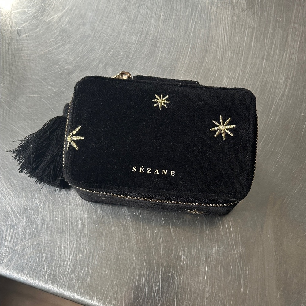 Sezane Black Velvet Jewelry Case